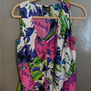 LANE Bryant 14 Lined Sleeveless Tank Floral fall spring shell Easter vacation
